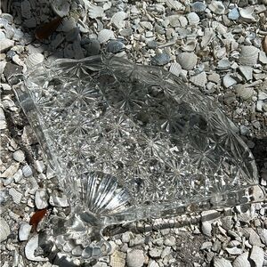 Vintage Antique Collectible Avon Fan Shaped Glass Dish